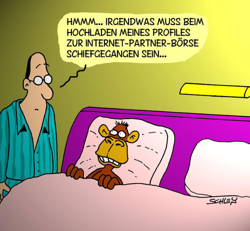 Cartoon: Internet Dating (medium) by Karsten Schley tagged dating,internet,partnerschaft,gesellschaft,deutschland,liebe,männer,tiere,dating,internet,partnerschaft,gesellschaft,deutschland,liebe,männer,tiere