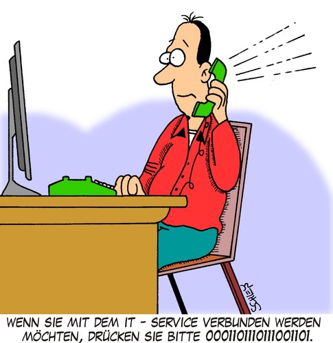 Cartoon: IT - Service (medium) by Karsten Schley tagged technik,computer,wirtschaft,kunden,kundenservice,geld,technik,computer,wirtschaft,kunden,kundenservice,geld