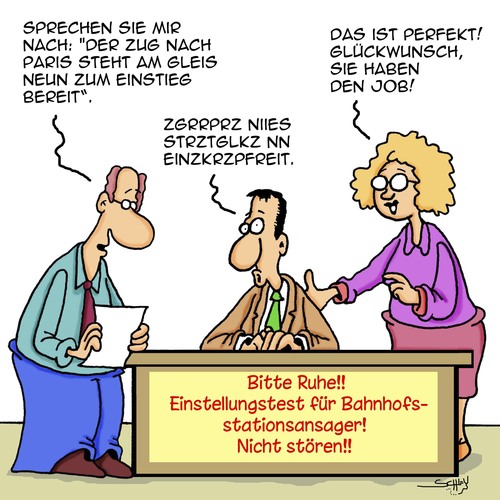 Cartoon: Jobs bei der Bahn... (medium) by Karsten Schley tagged deutsche,bahn,transport,öpn,soziales,jobs,arbeit,service,ausbildung,sprache,deutsche,bahn,transport,öpn,soziales,jobs,arbeit,service,ausbildung,sprache