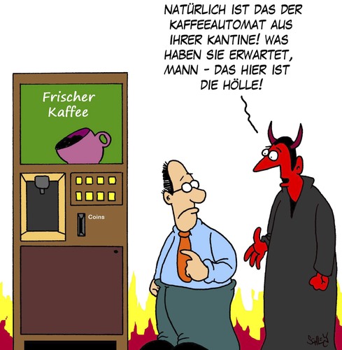 Cartoon: Kaffee-Automat (medium) by Karsten Schley tagged kaffee,ernährung,hölle,religion,kantinen,kantinenessen,essen,trinken,wirtschaft,business,arbeit,arbeitgeber,arbeitnehmer,kaffee,ernährung,hölle,religion,kantinen,kantinenessen,essen,trinken,wirtschaft,business,arbeit,arbeitgeber,arbeitnehmer