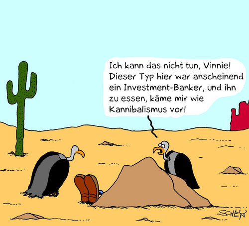 Cartoon: Kannibalismus (medium) by Karsten Schley tagged wirtschaft,geld,gesellschaft,investitionen,banken,banker,natur,tiere,wirtschaft,geld,gesellschaft,investitionen,banken,banker,natur,tiere