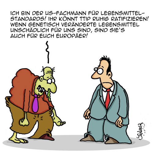 Cartoon: Keine Sorge!! (medium) by Karsten Schley tagged ttip,wirtschaft,business,profit,politik,gesundheit,europa,usa,standards,ernährung,nahrungsmittelsicherheit,genetik,ttip,wirtschaft,business,profit,politik,gesundheit,europa,usa,standards,ernährung,nahrungsmittelsicherheit,genetik