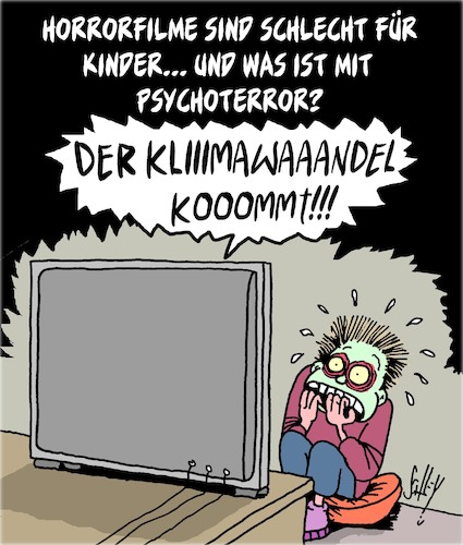 Cartoon: Kinder unter Psychoterror (medium) by Karsten Schley tagged klimawandel,medien,panikmache,psychologie,kinder,jugend,politik,gesellschaft,klimawandel,medien,panikmache,psychologie,kinder,jugend,politik,gesellschaft