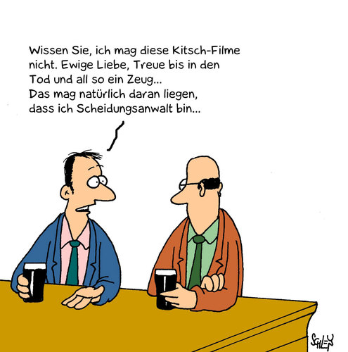 Cartoon: Kitschfilme (medium) by Karsten Schley tagged liebe,ehe,scheidung,scheidungsanwälte,recht,gesellschaft,liebe,ehe,scheidung,scheidungsanwälte,recht,gesellschaft,justiz,partnerschaft,ehepaar,paar,beziehung,anwalt