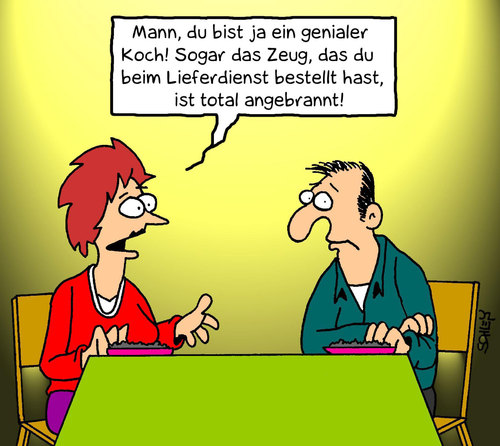 Cartoon: Kochtalent (medium) by Karsten Schley tagged ernährung,essen,familie,gesellschaft,partnerschaft,liebe,männer,frauen,ernährung,essen,familie,gesellschaft,partnerschaft,liebe,männer,frauen