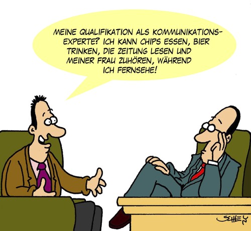 Cartoon: Kommunikation (medium) by Karsten Schley tagged männer,frauen,kommunikation,essen,trinken,ehe,fernsehen,zeitungen,medien,gesellschaft,männer,frauen,kommunikation,essen,trinken,ehe,fernsehen,zeitungen,medien,gesellschaft