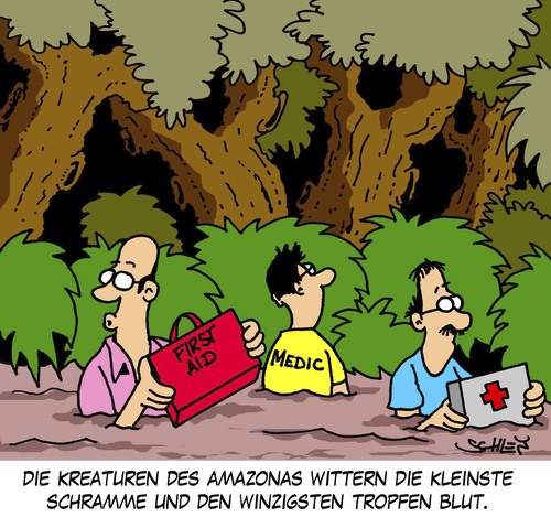 Cartoon: Kreaturen des Amazonas (medium) by Karsten Schley tagged natur,regenwald,umwelt,wald,wasser,leben,lebensformen,dschungel,erde,umweltschutz,natur,regenwald,umwelt,wald,wasser,leben,lebensformen,dschungel,erde,umweltschutz