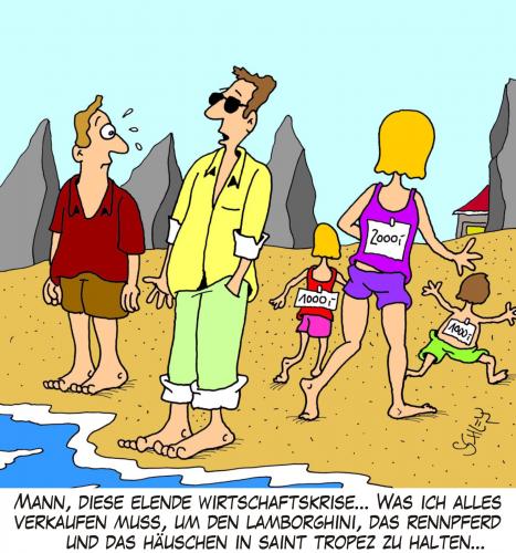 Cartoon: Krise (medium) by Karsten Schley tagged wirtschaft,verschuldung,familie,business,geld,märkte