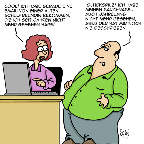 Cartoon: Lange nicht gesehen!! (medium) by Karsten Schley tagged email,freunde,kommunikation,schule,fettleibigkeit,gesundheit,computer,übergewicht,email,freunde,kommunikation,schule,fettleibigkeit,gesundheit,computer,übergewicht