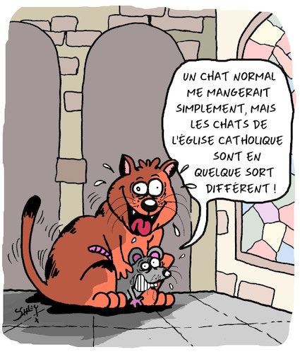 Cartoon: Le chat catholique (medium) by Karsten Schley tagged eglise,chats,religion,catholicisme,abus,dissimulation,vatican,crime,societe,eglise,chats,religion,catholicisme,abus,dissimulation,vatican,crime,societe