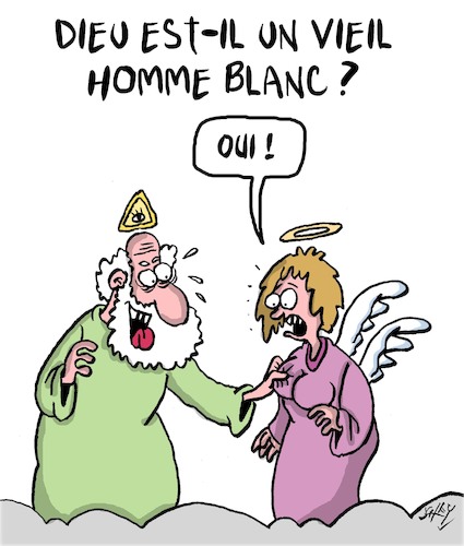 Cartoon: Le vieil homme blanc (medium) by Karsten Schley tagged dieu,religion,hommes,age,tendances,politiques,medias,societe,dieu,religion,hommes,age,tendances,politiques,medias,societe