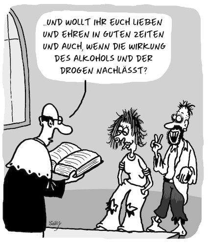 Cartoon: Liebe und Ehe (medium) by Karsten Schley tagged liebe,heirat,männer,frauen,familie,alkohol,drogen,suchtverhalten,gesellschaft,liebe,heirat,männer,frauen,familie,alkohol,drogen,suchtverhalten,gesellschaft