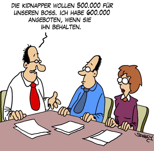 Cartoon: Lösegeld (medium) by Karsten Schley tagged kriminalität,kidnapping,entführung,arbeit,arbeitgeber,arbeitnehmer,geld,lösegeld,kriminalität,kidnapping,entführung,arbeit,arbeitgeber,arbeitnehmer,geld,lösegeld