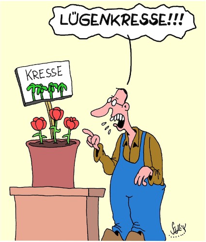 Cartoon: Lügen! (medium) by Karsten Schley tagged pflanzen,natur,lügen,kresse,demokratie,bildungsferne,presse,gesellschaft,deutschland,europa,pflanzen,natur,lügen,kresse,demokratie,bildungsferne,presse,gesellschaft,deutschland,europa