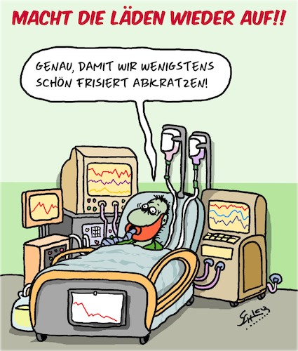 Cartoon: Macht die Läden wieder auf! (medium) by Karsten Schley tagged coronavirus,wirtschaft,handel,geschäfte,ansteckung,gesundheit,politik,geld,gesellschaft,konjunktur,coronavirus,wirtschaft,handel,geschäfte,ansteckung,gesundheit,politik,geld,gesellschaft,konjunktur