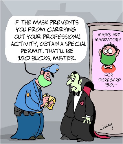 Cartoon: Masks (medium) by Karsten Schley tagged coronavirus,health,politics,safety,professions,social,issues,vampires,coronavirus,health,politics,safety,professions,social,issues,vampires