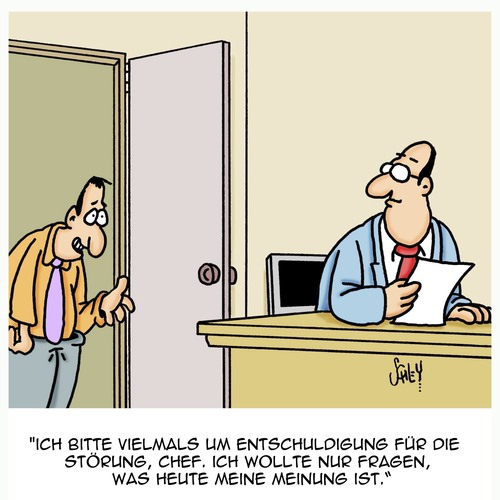 Cartoon: Meine Meinung! (medium) by Karsten Schley tagged arbeitgeber,arbeitnehmer,jobs,wirtschaft,business,meinung,arbeit,arbeitgeber,arbeitnehmer,jobs,wirtschaft,business,meinung,arbeit