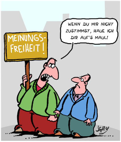 Cartoon: Meinungsfreiheit (medium) by Karsten Schley tagged meinungsfreiheit,demokratie,medien,zustimmung,protest,glaubwürdigkeit,soziales,politik,gesellschaft,meinungsfreiheit,demokratie,medien,zustimmung,protest,glaubwürdigkeit,soziales,politik,gesellschaft