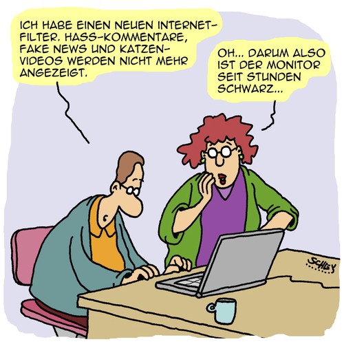 Cartoon: Mit Filter (medium) by Karsten Schley tagged internet,hasskommentare,computer,medien,katzenvideos,technik,spamfilter,politik,gesellschaft,internet,hasskommentare,computer,medien,katzenvideos,technik,spamfilter,politik,gesellschaft