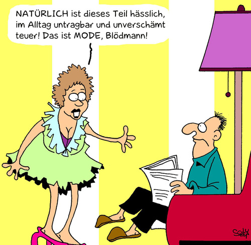 Cartoon: Mode (medium) by Karsten Schley tagged frauen,mode,kleider,kleidung,fashion,gesellschaft,geld,wirtschaft,frauen,mode,kleider,kleidung,gesellschaft,geld,wirtschaft,fashion