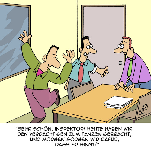 Cartoon: Moderne Polizei-Arbeit (medium) by Karsten Schley tagged justiz,gesetz,recht,ordnung,polizei,kriminalität,verhöre,verdächtige,verbrechen,justiz,gesetz,recht,ordnung,polizei,kriminalität,verhöre,verdächtige,verbrechen