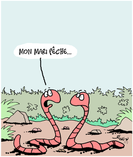 Cartoon: Mon Mari... (medium) by Karsten Schley tagged mariage,hommes,femmes,peche,nutrition,animaux,mariage,hommes,femmes,peche,nutrition,animaux