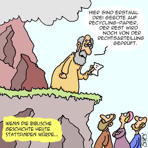 Cartoon: Moses heute... (medium) by Karsten Schley tagged mythen,legenden,bibel,religion,christentum,moses,10,gebote,recht,gesetze,mythen,legenden,bibel,religion,christentum,moses,10,gebote,recht,gesetze