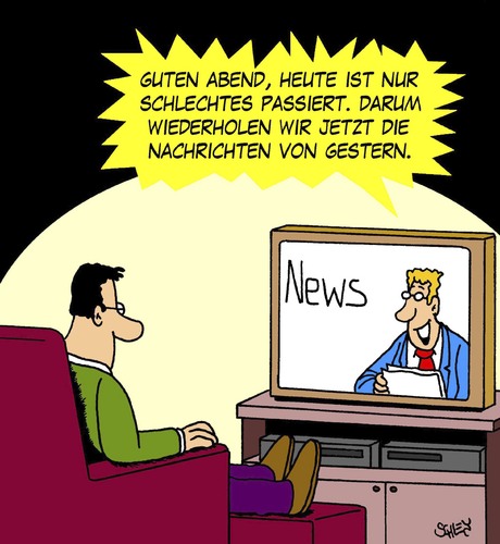Cartoon: Nachrichten (medium) by Karsten Schley tagged tv,fernsehen,fernsehnachrichten,medien,journalismus,fernsehzuschauer,wiederholungen,tv,fernsehen,fernsehnachrichten,medien,journalismus,fernsehzuschauer,wiederholungen
