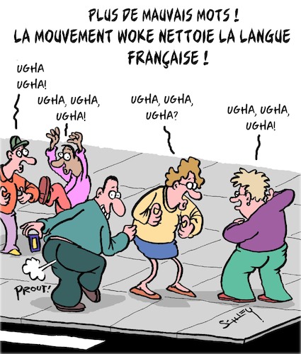 Cartoon: Nettoie la langue ! (medium) by Karsten Schley tagged langue,culture,tradition,politique,woke,reeducation,medias,societe,langue,culture,tradition,politique,woke,reeducation,medias,societe