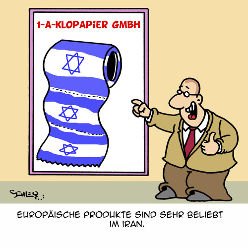 Cartoon: Neue beste Kumpels (medium) by Karsten Schley tagged terrorismus,iran,antisemitismus,israel,europa,handel,religion,krieg,geld,wirtschaft,business,handelsabkommen,atomwaffen,terrorismus,iran,antisemitismus,israel,europa,handel,religion,krieg,geld,wirtschaft,business,handelsabkommen,atomwaffen