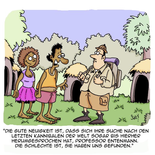 Cartoon: NEUIGKEITEN!! (medium) by Karsten Schley tagged anthropologie,wissenschaft,naturkunde,natur,regenwald,naturvölker,ernährung,kultur,anthropologie,wissenschaft,naturkunde,natur,regenwald,naturvölker,ernährung,kultur