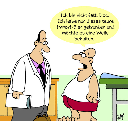 Cartoon: Nicht fett (medium) by Karsten Schley tagged gesundheit,wirtschaft,import,export,bier,trinken,konsum,gesellschaft,business,fettleibigkeit,übergewicht,gesundheit,wirtschaft,import,export,bier,trinken,konsum,business,gesellschaft