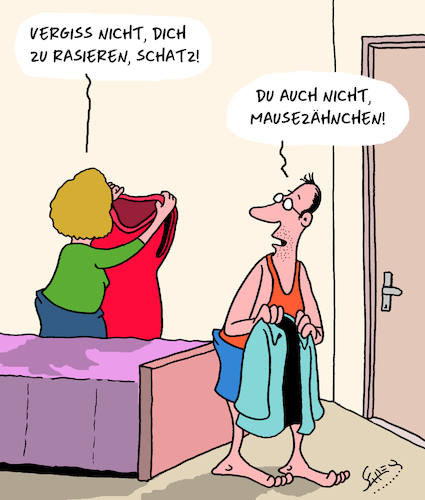 Cartoon: Nicht vergessen! (medium) by Karsten Schley tagged liebe,ehe,männer,frauen,rasur,familie,mode,kleidung,beziehungen,äusserlichkeiten,gesellschaft,liebe,ehe,männer,frauen,rasur,familie,mode,kleidung,beziehungen,äusserlichkeiten,gesellschaft