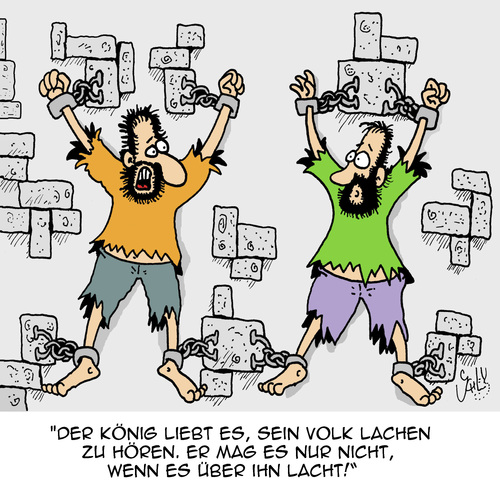 Cartoon: Nix zu lachen... (medium) by Karsten Schley tagged regimekritik,humor,lachen,gesetze,recht,diktatur,diktatoren,könige,monarchie,gefängnis,regimekritik,humor,lachen,gesetze,recht,diktatur,diktatoren,könige,monarchie,gefängnis