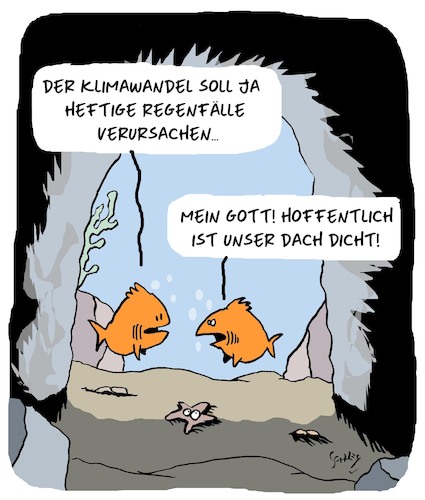 Cartoon: Noch ganz dicht??! (medium) by Karsten Schley tagged klimawandel,starkregen,natur,menschen,tiere,fische,umwelt,katastrophen,medien,gesellschaft,klimawandel,starkregen,natur,menschen,tiere,fische,umwelt,katastrophen,medien,gesellschaft