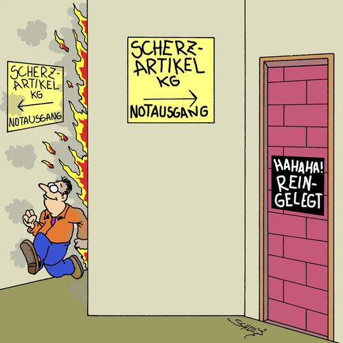 Cartoon: Notausgang (medium) by Karsten Schley tagged arbeitgeber,arbeitnehmer,arbeit,humor,scherze,scherzartikel,arbeitssicherheit,arbeitsunfälle,gesundheit,arbeit,arbeitnehmer,arbeitgeber,humor,scherze,scherzartikel,arbeitssicherheit,arbeitsunfälle,gesundheit