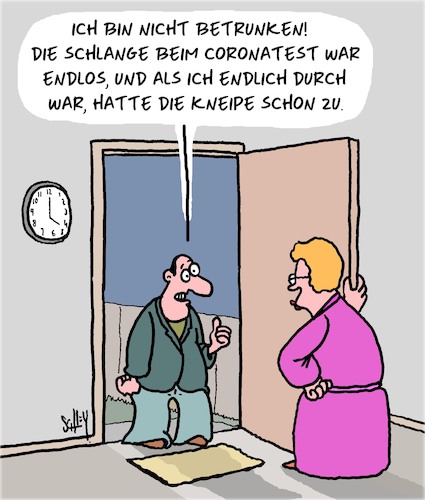 Cartoon: Nüchtern dank Corona (medium) by Karsten Schley tagged corona,coronatests,2gplus,gastronomie,wirtschaft,business,politik,gesellschaft,deutschland,corona,coronatests,2gplus,gastronomie,wirtschaft,business,politik,gesellschaft,deutschland