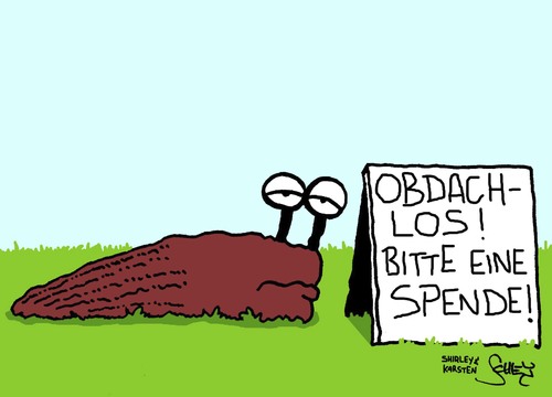 Cartoon: Obdachlos (medium) by Karsten Schley tagged immobilienkrise,wirtschaft,wirtschaftskrise,business,tiere,armut,gesellschaft,immobilienkrise,wirtschaft,wirtschaftskrise,business,tiere,armut,gesellschaft