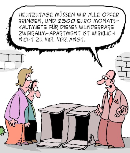 Cartoon: Opfer bringen tut Not (medium) by Karsten Schley tagged mieten,preise,wirtschaft,lebenshaltungskosten,inflation,opfer,politik,krieg,innenpolitik,kosten,wohnraum,immobilien,einkommen,armut,gesellschaft,mieten,preise,wirtschaft,lebenshaltungskosten,inflation,opfer,politik,krieg,innenpolitik,kosten,wohnraum,immobilien,einkommen,armut,gesellschaft