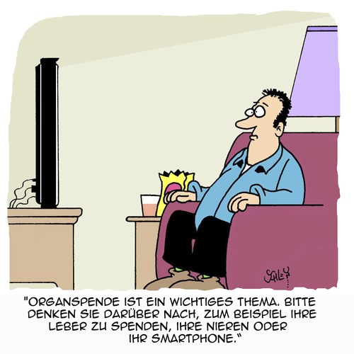 Cartoon: Organspende (medium) by Karsten Schley tagged gesundheit,organspende,leben,medizin,krankenkassen,gesundheitssystem,geld,smartphones,gesundheit,organspende,leben,medizin,krankenkassen,gesundheitssystem,geld,smartphones