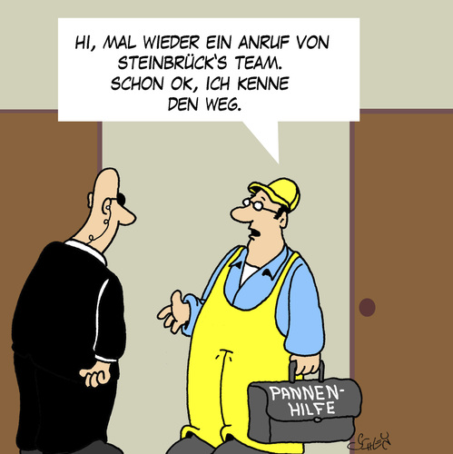 Cartoon: Panne (medium) by Karsten Schley tagged politik,spd,deutschland,steinbrück,wahlen,bundestag,bundeskanzler,bundestagswahlen,panne,politik,spd,deutschland,steinbrück,wahlen,bundestag,bundeskanzler,bundestagswahlen,panne