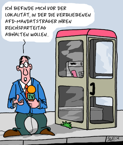 Cartoon: Parteitag (medium) by Karsten Schley tagged afd,mandatsträger,parteiaustritte,rechtsextremismus,populismus,demokratie,wahlen,politik,gesellschaft,deutschland,afd,mandatsträger,parteiaustritte,rechtsextremismus,populismus,demokratie,wahlen,politik,gesellschaft,deutschland