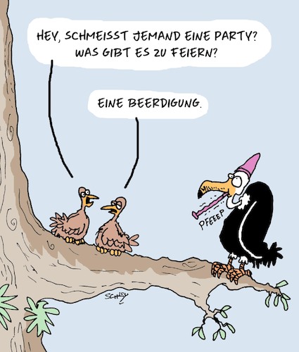 Cartoon: Party People (medium) by Karsten Schley tagged party,feiern,tiere,geier,freude,tod,leben,natur,wildnis,gesellschaft,party,feiern,tiere,geier,freude,tod,leben,natur,wildnis,gesellschaft