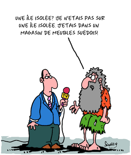 Cartoon: Perdu! (medium) by Karsten Schley tagged naufrages,litterature,films,magasins,meubles,suede,naufrages,litterature,films,magasins,meubles,suede