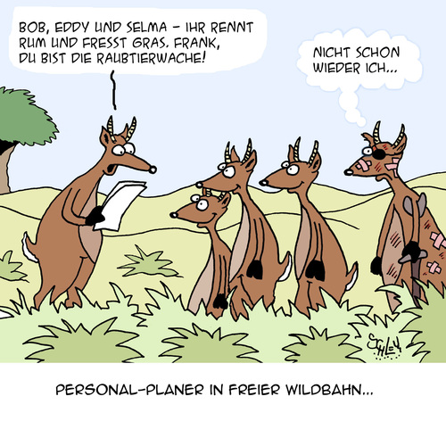 Cartoon: Personal-Planung (medium) by Karsten Schley tagged natur,tiere,wildnis,business,wirtschaft,personalwirtschaft,arbeitgeber,arbeitnehmer,natur,tiere,wildnis,business,wirtschaft,personalwirtschaft,arbeitgeber,arbeitnehmer