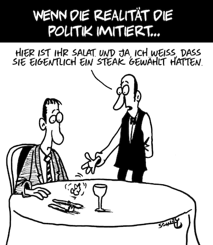 Cartoon: Politik und Realität (medium) by Karsten Schley tagged politik,wahlen,wählende,politiker,realität,wahlversprechen,medien,preise,verbraucher,wirtschaft,gesellschaft,politik,wahlen,wählende,politiker,realität,wahlversprechen,medien,preise,verbraucher,wirtschaft,gesellschaft