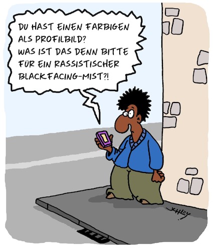 Cartoon: Profilbild (medium) by Karsten Schley tagged rassismus,blackfacing,soziale,medien,politik,scheinheiligkeit,gesellschaft,political,correctness,deutschland,europa,rassismus,blackfacing,soziale,medien,politik,scheinheiligkeit,gesellschaft,political,correctness,deutschland,europa