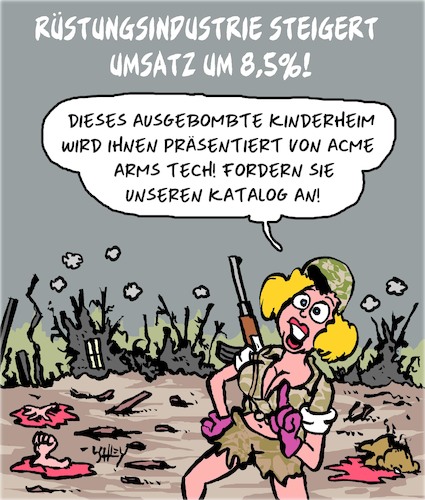 Cartoon: Profite der Rüstungsindustrie (medium) by Karsten Schley tagged krieg,rüstungsindustrie,waffen,tod,wirtschaft,profite,krisen,politik,flüchtlinge,gesellschaft,krieg,rüstungsindustrie,waffen,tod,wirtschaft,profite,krisen,politik,flüchtlinge,gesellschaft