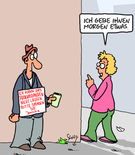 Cartoon: Prokrastination (medium) by Karsten Schley tagged prokrastination,organisation,psychologie,gesundheit,prokrastination,organisation,psychologie,gesundheit