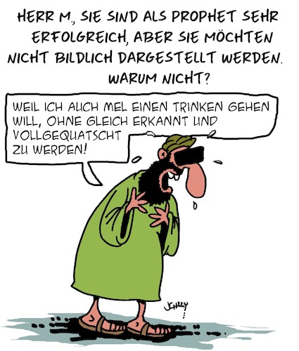 Cartoon: Promi bleibt Inkognito (medium) by Karsten Schley tagged prominente,relegion,propheten,ruhm,jobs,fans,gesellschaft,prominente,relegion,propheten,ruhm,jobs,fans,gesellschaft